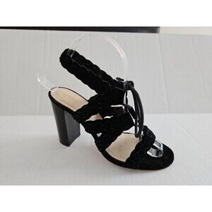 BCBGeneration Lorette-X Black Suede Lace Up Sandals Size 6.5M Braided